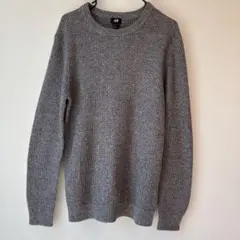 H&M ワッフルニット セーター メンズ S グレー【送料無料】