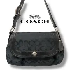 美品 COACH コーチ シグネチャー ワンショルダーバッグ 肩掛け ブラック