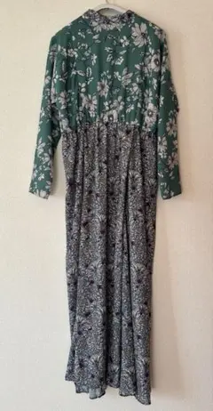 IENA（イエナ）花柄×切替えデザイン 長袖ワンピース／リボン襟／ナチュラル系