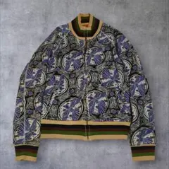 空 ku リバーシブル ジャケット ブルゾン ボア 総柄 鳳凰 ラインリブ M