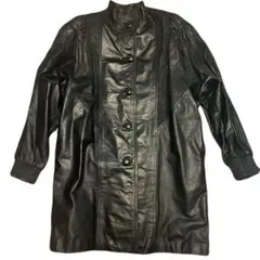 y2k 黒　レザー　ロングコート　フェイク　archive 古着　ジャケット