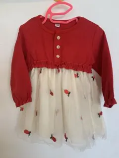 女の子ワンピース　チュール　フォーマルドレス　赤　80 90 95