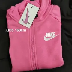 ナイキ フーディー 160cm キッズ ピンク フルジップパーカー ロゴ刺繍