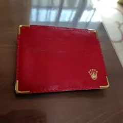 ROLEX ロレックス レザー カードケース 名刺入れ レッド - メルカリ