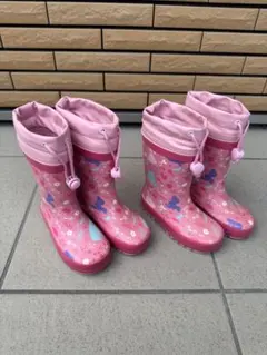 姉妹用セット16cm17cmバースディプリンセス長靴　防寒ブーツ　雪用