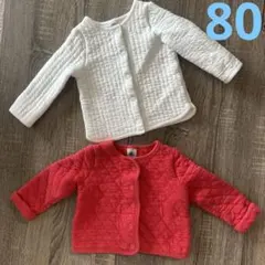 プチバトー　キルトカーディガン2組　ピンク、ホワイト