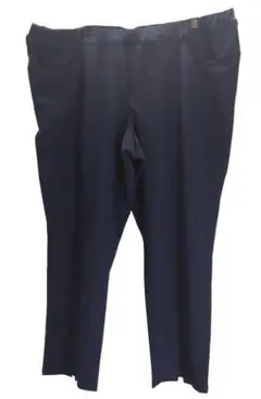 KJC0182◇ 新品 クロップドパンツ ストレッチ裾スリット 無地 3L相当紺