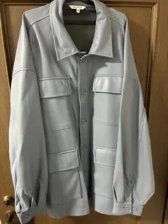 SUGGESTION フェイクレザー シャツジャケット ライトブルーのサムネイル