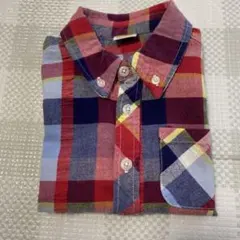 MouJonJon ムージョンジョン チェック柄半袖シャツ ブルー 110cm