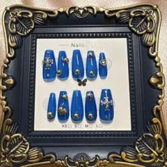 【☯️現品☯️】ネイルチップ ブルー ハンドメイド 推しカラー