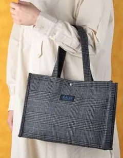 カルディ 数量限定　グレーチェック柄 バッグ　完売品　マチ付 　男女兼用 仕事のサムネイル