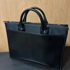 黒いビジネスバッグ 合成皮革 ナイロン製