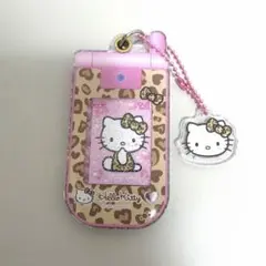 サンリオ　ハローキティー　キティー　スライドガラケーキーホルダー　ヒョウ柄