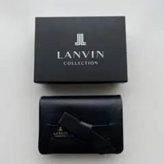 美品！LANVINランバン箱付き黒リボン二つ折り財布のサムネイル