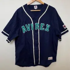 アヴィレックス　ベースボールシャツ　紺　AVIREX　ユルダボL　背番号42