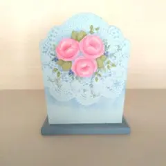 ☆バラ　ペン立て　トールペイント作品
