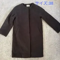 IENAノーカラーウールコート