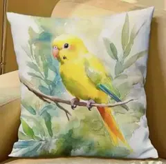 インコ森林浴プリントクッションカバー１枚