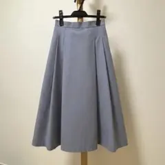 ユニクロ タックフレアスカート 水色 Aライン ブルー　春夏