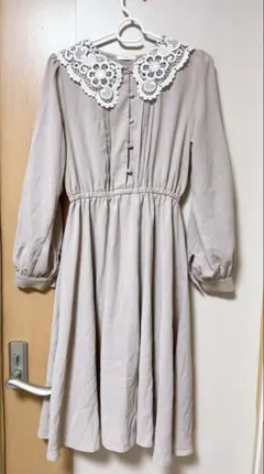 Honeys ベージュ レース襟 ワンピース