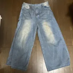 ライトブルー ワイドデニムパンツ