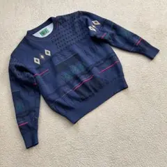 マスターズ ニット セーター　長袖 ネイビー　柄　L クリーニング済