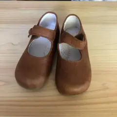 ベビーシューズ　ブラウン レザー マジックテープ