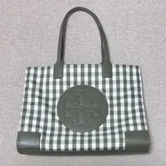 美品】トリーバーチ トートバッグ 本 A4可 肩掛 デカロゴ ホワイト系