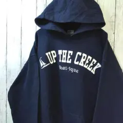 GILDAN ギルダン 企業ロゴ 刺繍 パーカー ネイビー L 古着