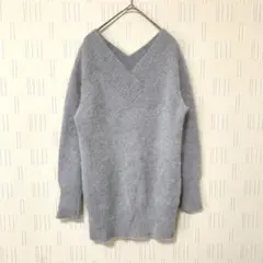 Peroota Ｖネックニットプルオーバー　アンゴラ混　秋冬セーター　ゆったり