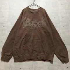 T9 オリジナル古着 キノコ 花柄 手書き風プリント スウェット トレーナー