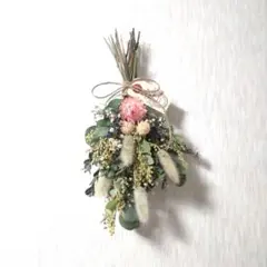 ⑰【ドライフラワー】フラワーブーケ、スワッグ、ミモザの蕾、カイザイク、千日紅など