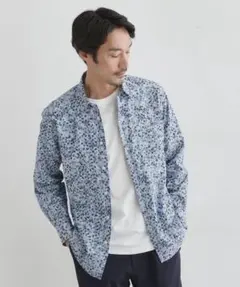 タケオキクチ　ストライプ小花 長袖シャツのサムネイル