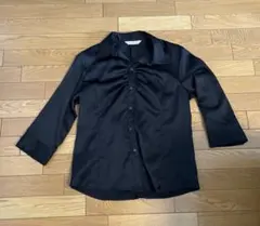 シャツブラウス　七分袖　黒　11号