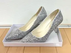 シルバーグリッター ポインテッドトゥ ハイヒール　オケージョン