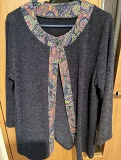 ネイビー　長袖アンサンブル　カーディガン