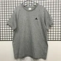 A649 adidas Tシャツ 刺繍　ロゴ　プリント　コットン　グレー　L