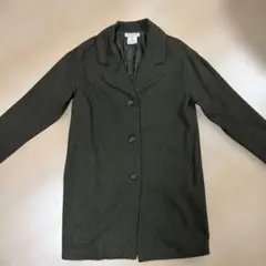 カーキ ロングコート ボタン付き