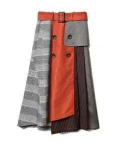 REDYAZEL 異素材mixミモレ丈スカート