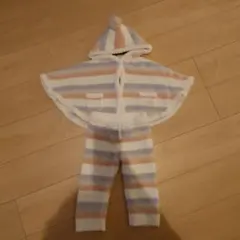 ジェラートピケのストライプポンチョ&パンツセット 80-90