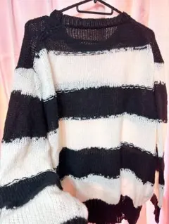 ストライプ オーバーサイズニット