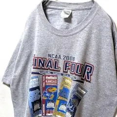 ギルダンNCAA2008ファイナルフォー デカロゴ Tシャツグレー灰色L古着