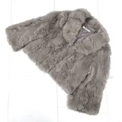 y2k クロップドコート ラビットファー ライトグレー レディース