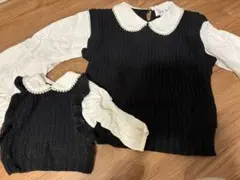 petit main＊【親子コーデセット】ニットベストシャツ 子ども用80センチ