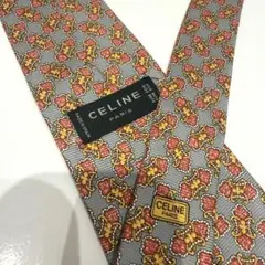 セリーヌ CELINE ネクタイ グレー 総柄 幾何学模様