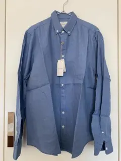 steven alan リネン ボタンダウンシャツ ブルー Mのサムネイル