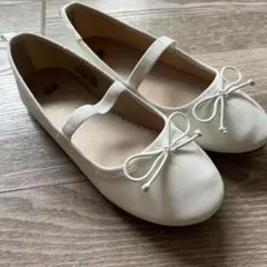 H&M ホワイト バレエシューズ リボン付きEUR30