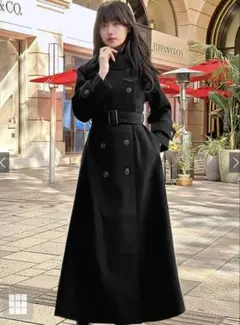 襟3Wayベルト付きフェイクウールトレンチコート ze783