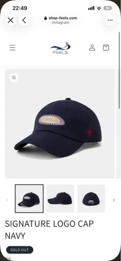 FEELS SIGNATURE LOGO CAP NAVY エラー品