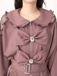 Ank Rouge ビジューリボンBIGシャツ